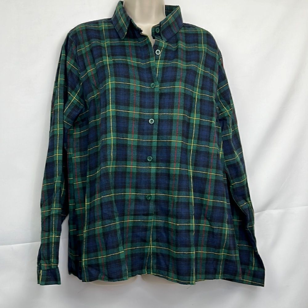 Meaneor Navy and green plaid Flannel shirt size xxl NWT